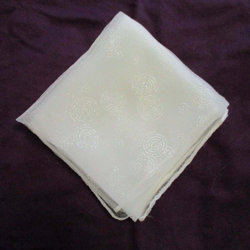 1950s warm white chiffon with embossed circles - Picture 3 of 5